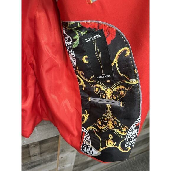 Insomnia Men’s One Button Red And Black Blazer Medium Sports Coat Sz 44S - Picture 6 of 8